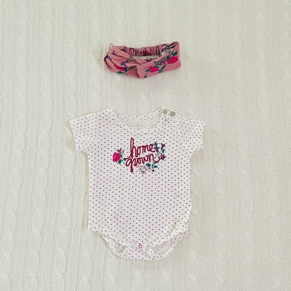 0-3 month Jessica Simpson onesie & headband